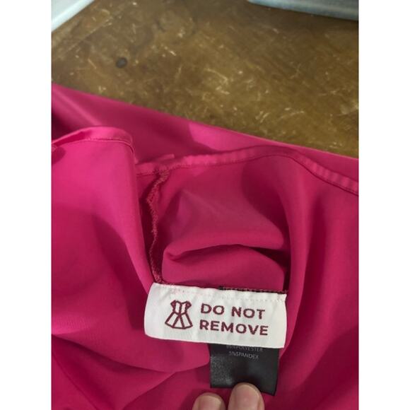 Hutch Blouse Medium Tie Waist Hot Pink Bell Sleeve Silky Button Front - Picture 4 of 9